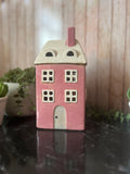 Tall Pink House Tea Light Holder