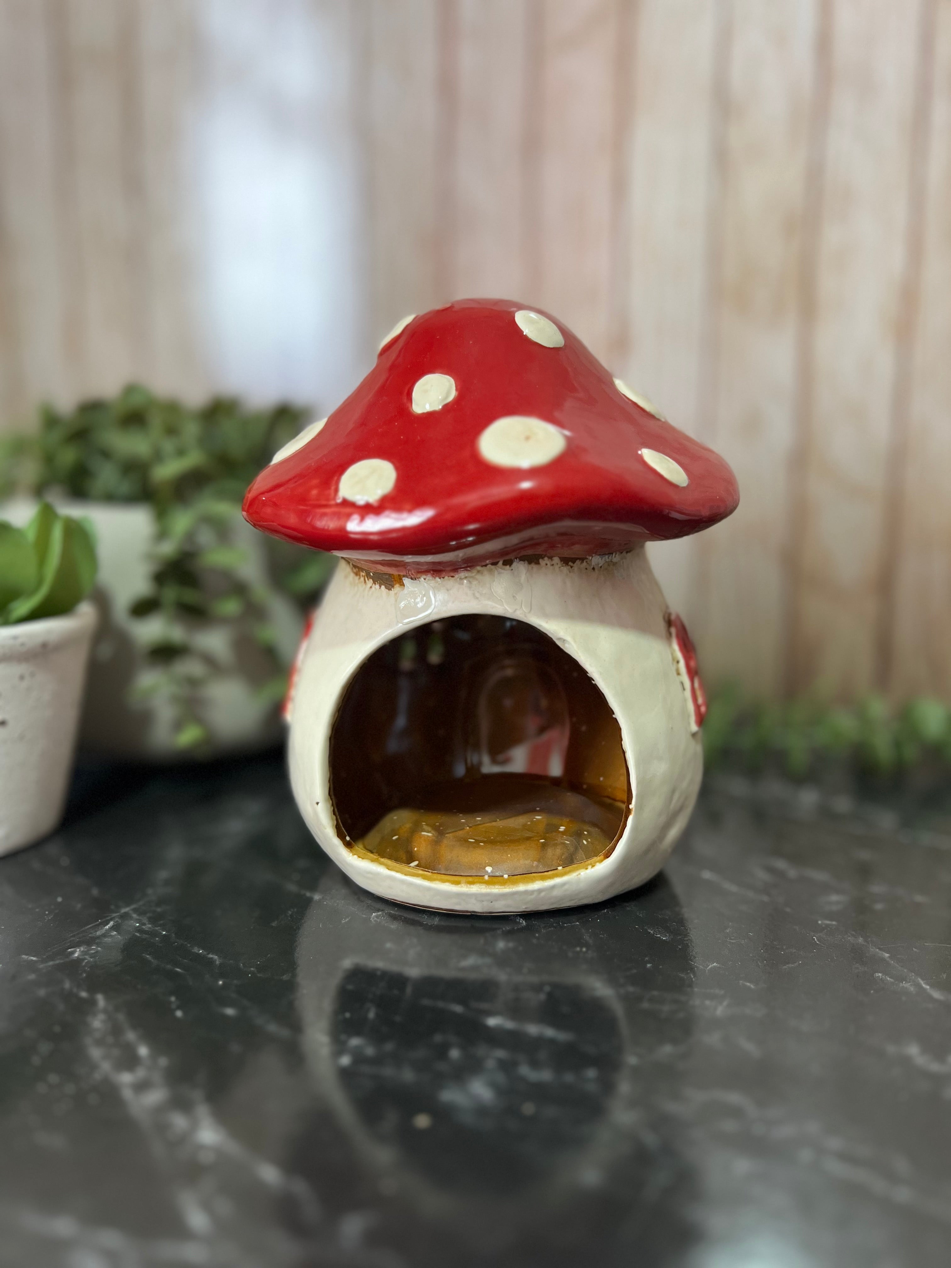 Ceramic Toadstool House Tea Light Holder