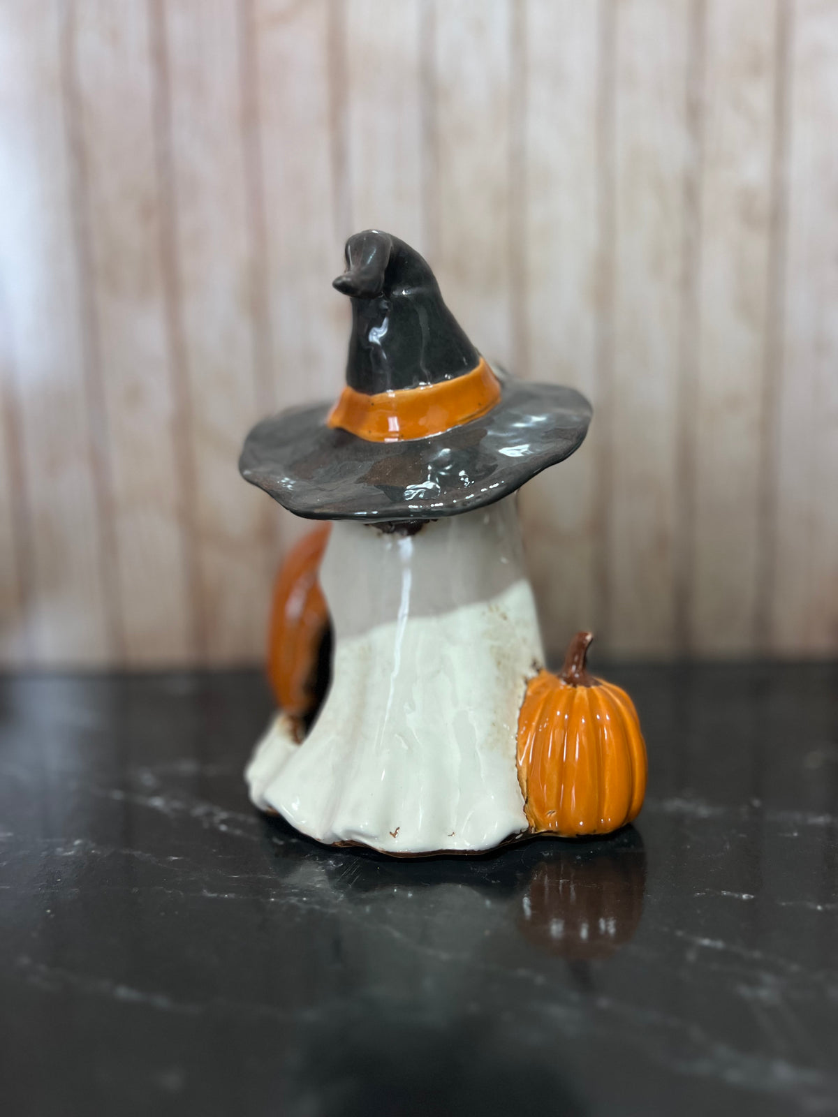 Ghost and Pumpkin Halloween Ceramic Tea Light Holder