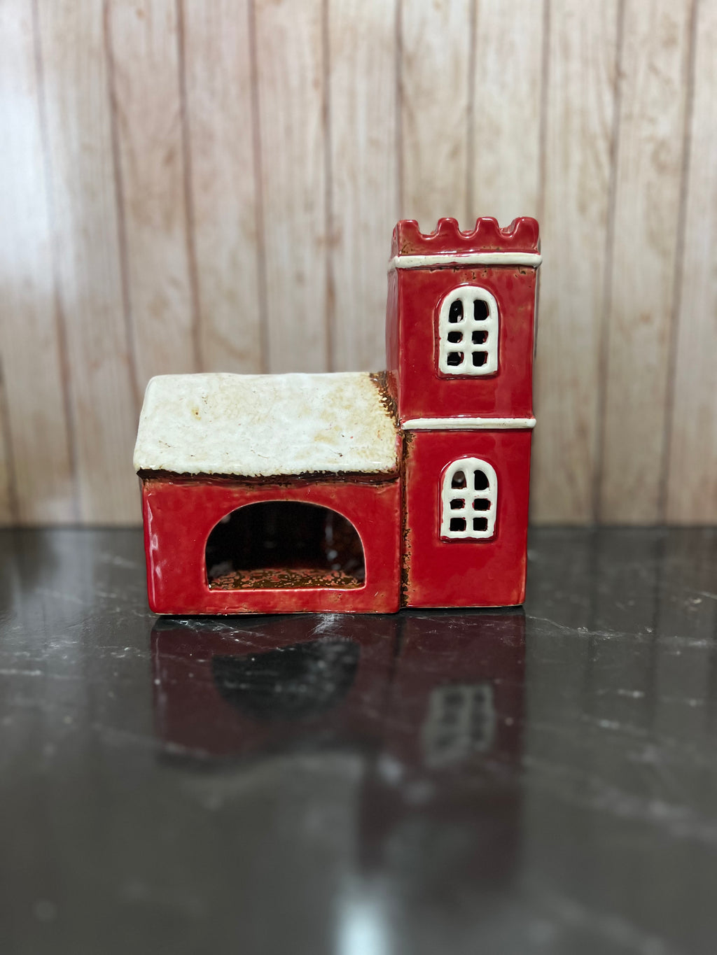 Christmas Themed Norman Church Tea Light Holder 16cmW x9cmD x 16cmH