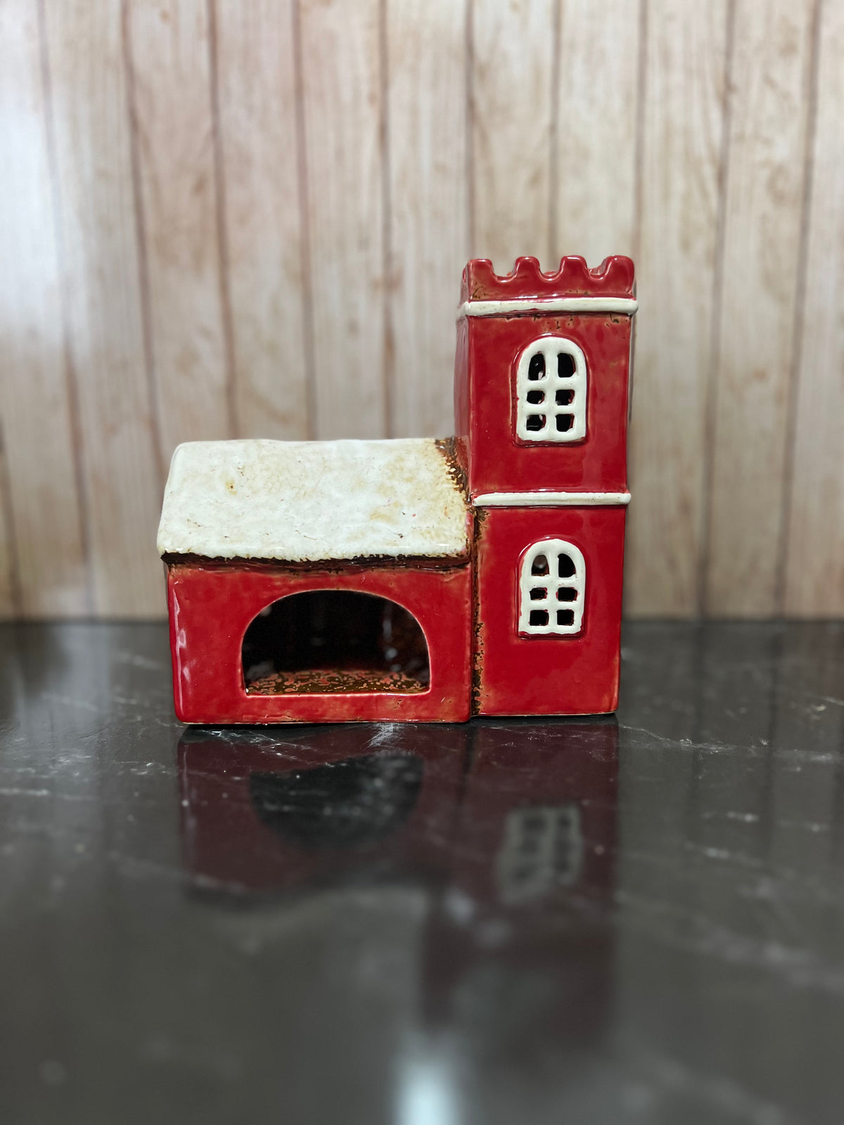 Christmas Themed Norman Church Tea Light Holder 16cmW x9cmD x 16cmH