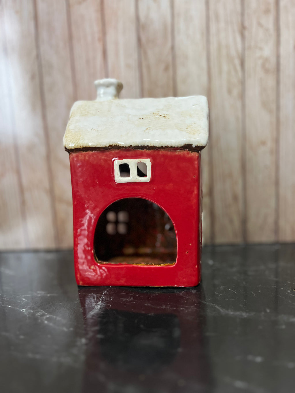 Christmas Themed Heart House Tea Light Holder 12cmW x 9cmD x 19cmH