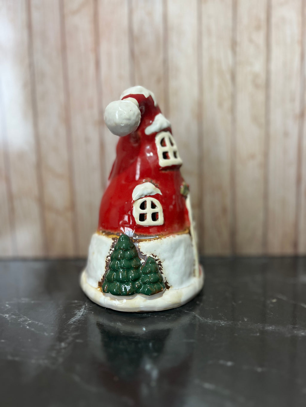 Santa's Snow Topped Hat Ceramic Tea Light Holder