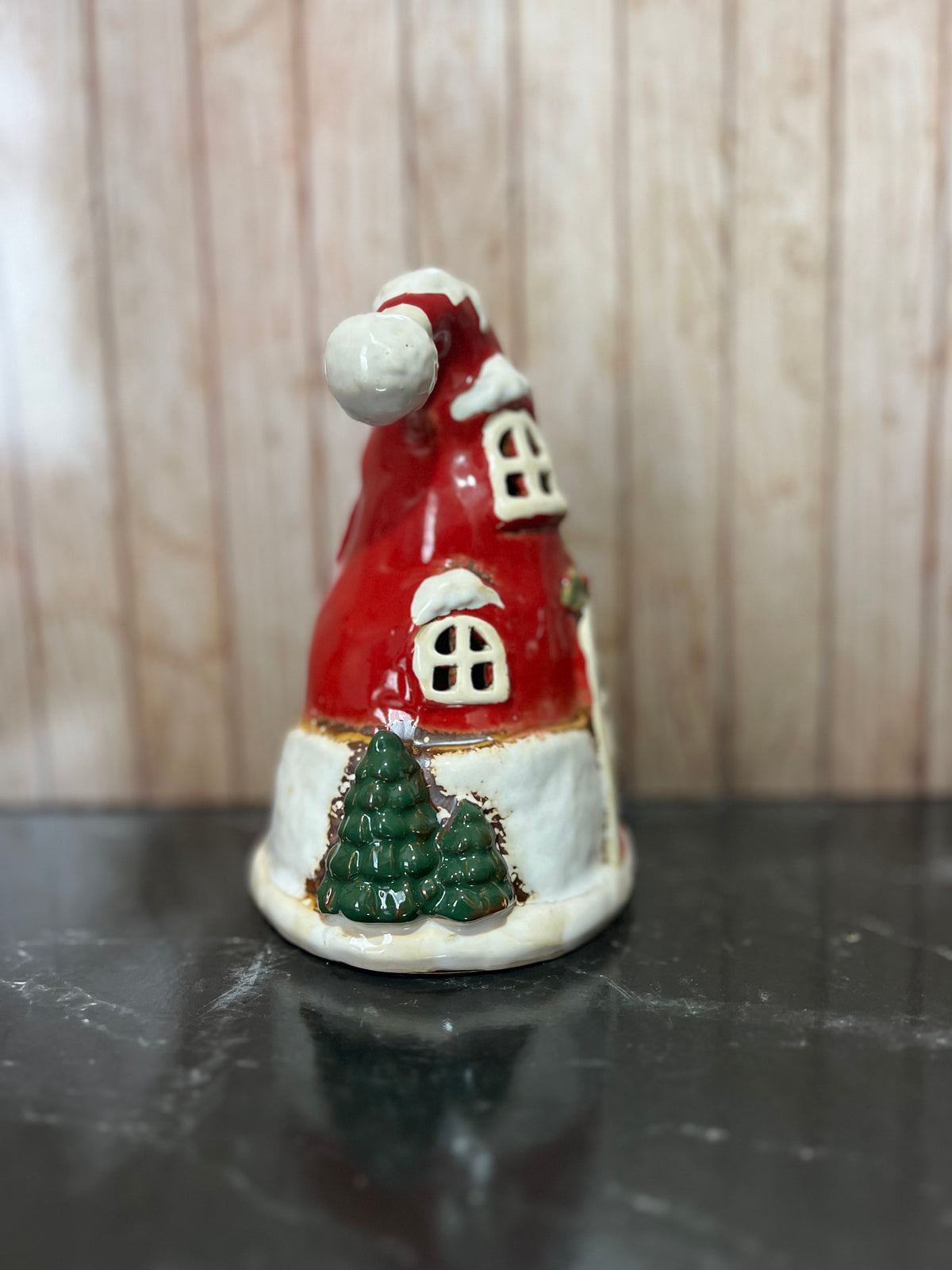 Santa's Snow Topped Hat Ceramic Tea Light Holder
