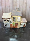 3 in A Row Brown Houses Tea Light Holder 18cm W x 8cm D x 14cm H
