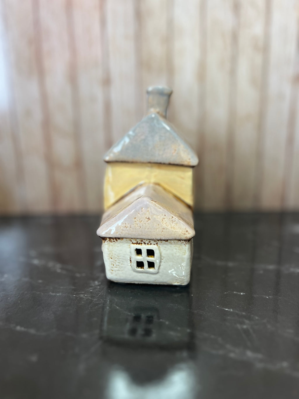 3 in A Row Brown Houses Tea Light Holder 18cm W x 8cm D x 14cm H