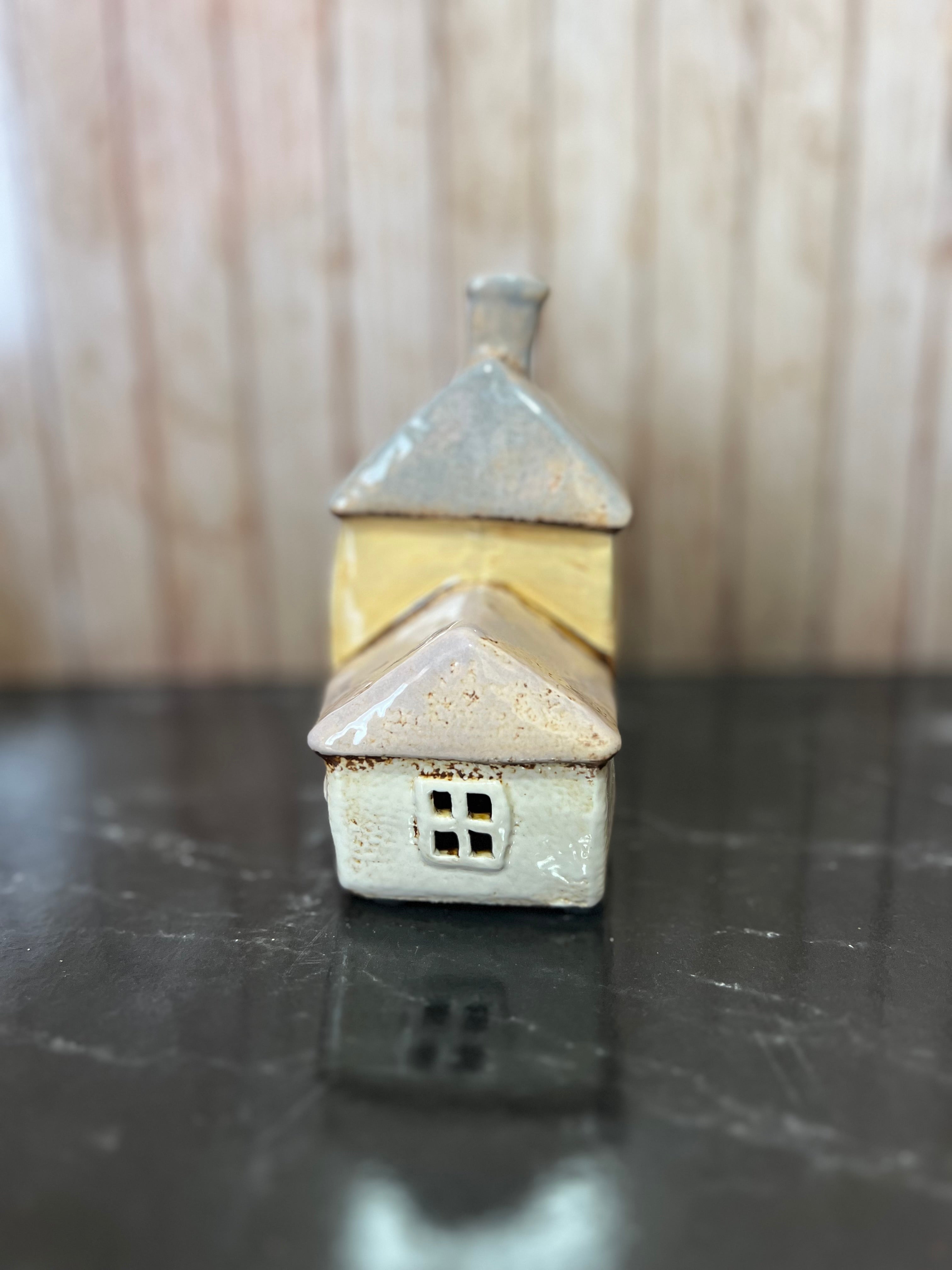 3 in A Row Brown Houses Tea Light Holder 18cm W x 8cm D x 14cm H