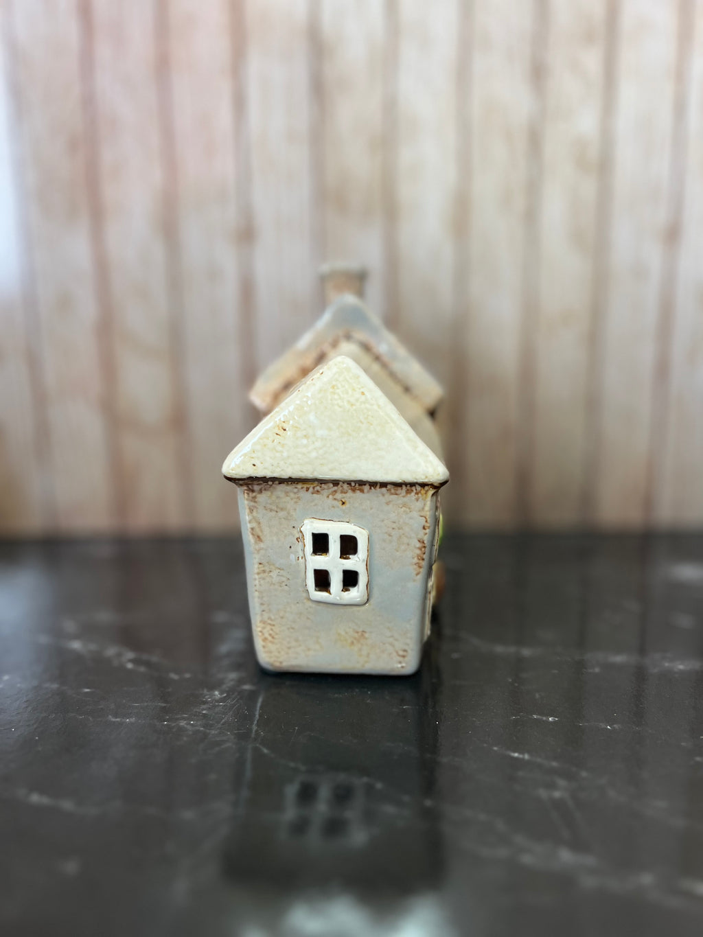 3 in A Row Brown Houses Tea Light Holder 18cm W x 8cm D x 14cm H