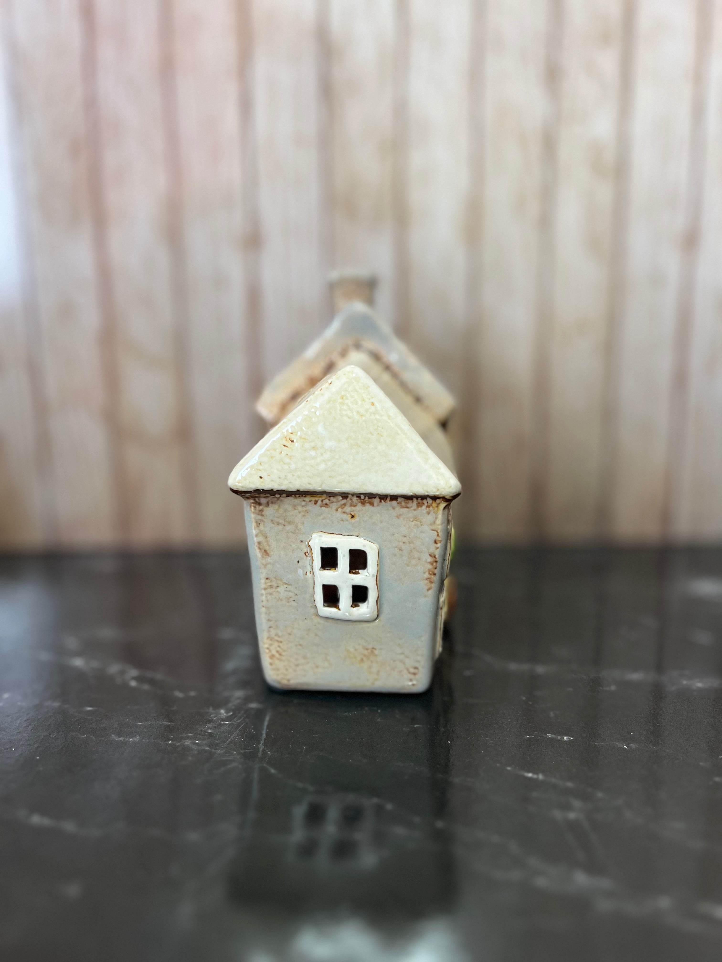 3 in A Row Brown Houses Tea Light Holder 18cm W x 8cm D x 14cm H