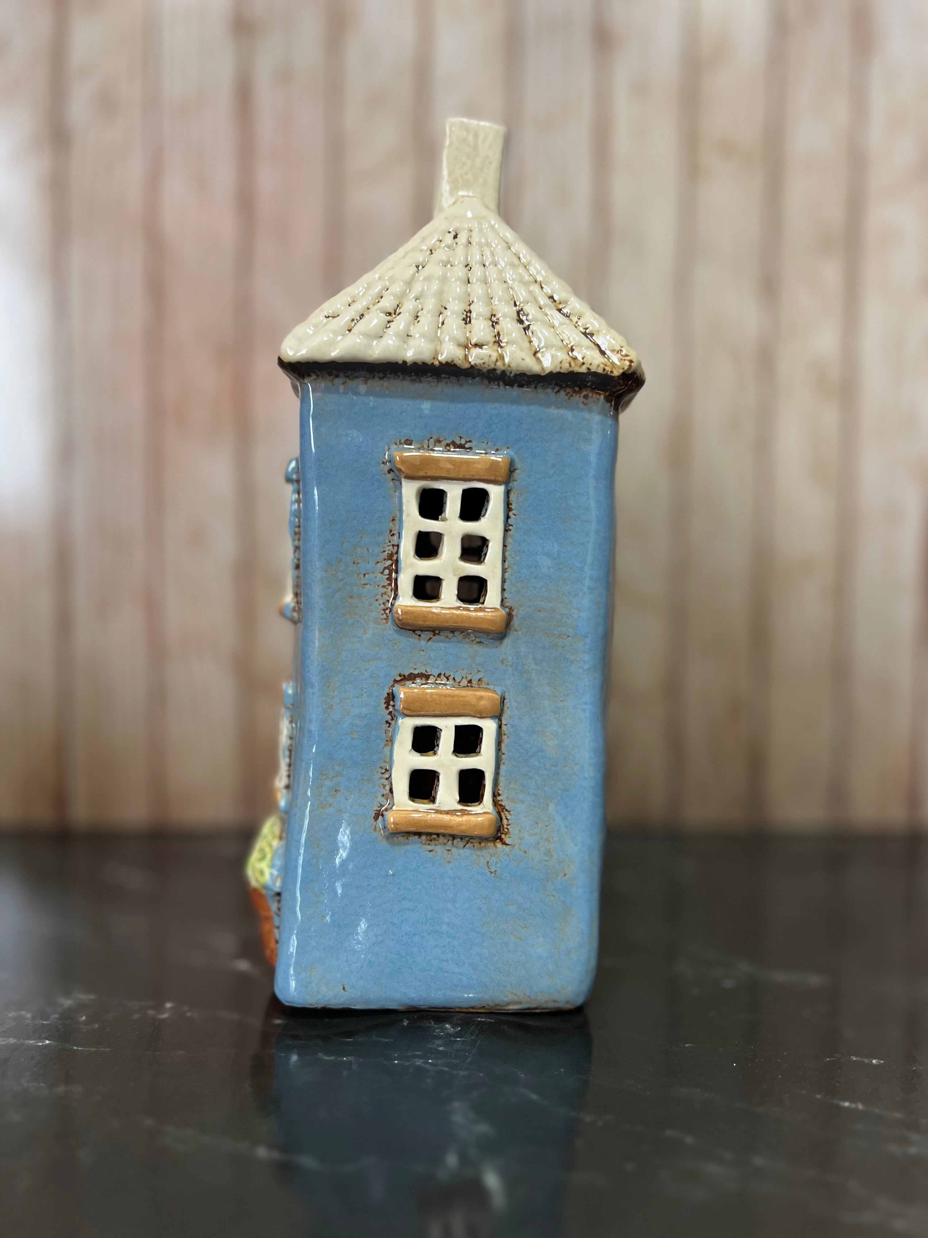 Garden Blue House Ceramic Tea Light Holder