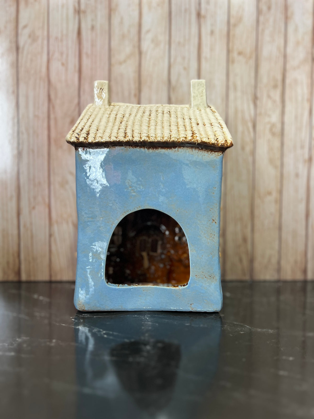 Garden Blue House Ceramic Tea Light Holder