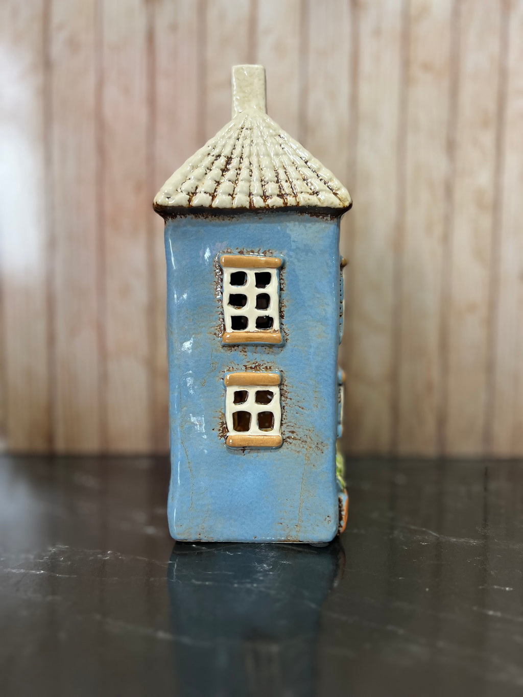 Garden Blue House Ceramic Tea Light Holder