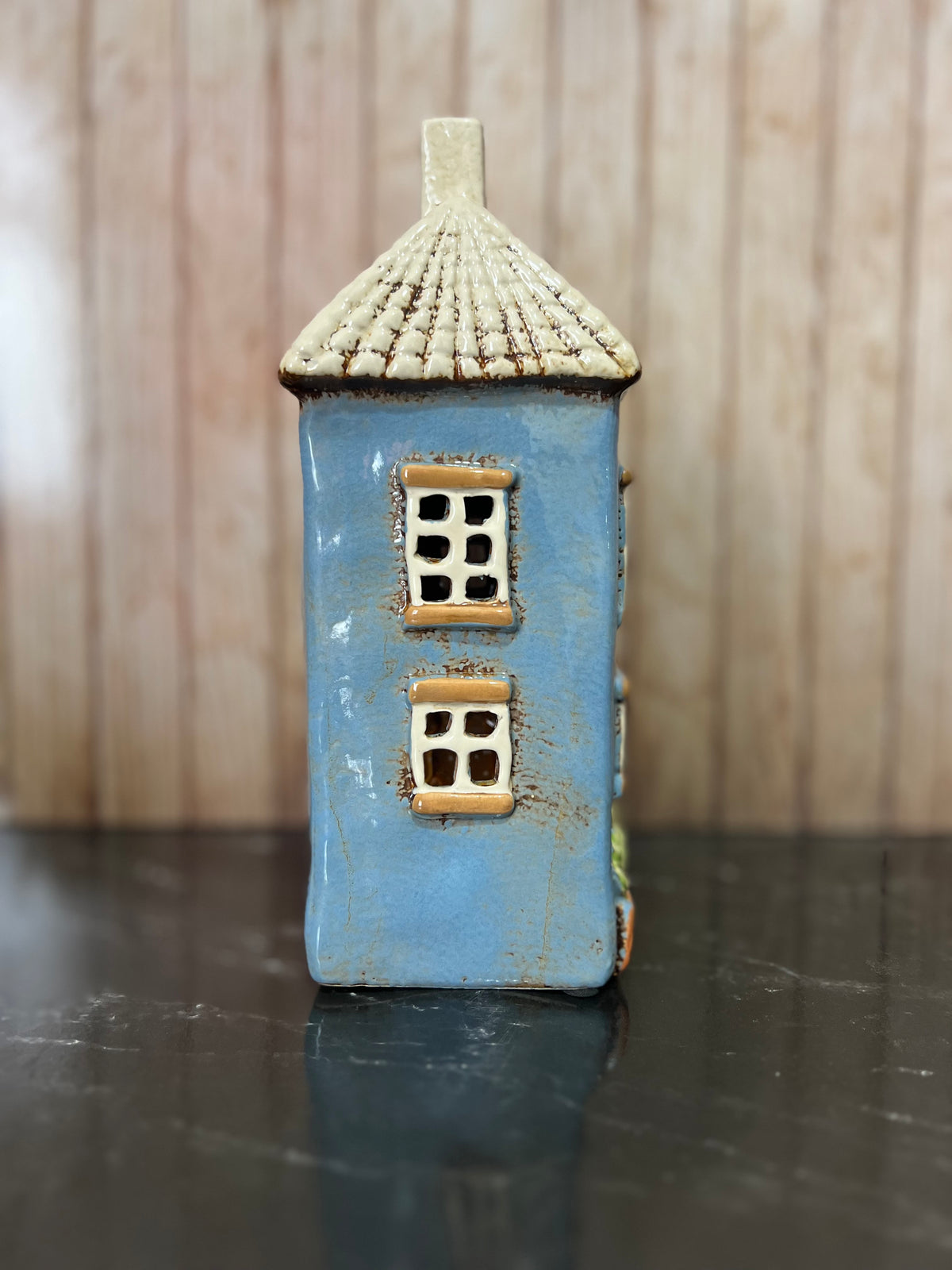 Garden Blue House Ceramic Tea Light Holder