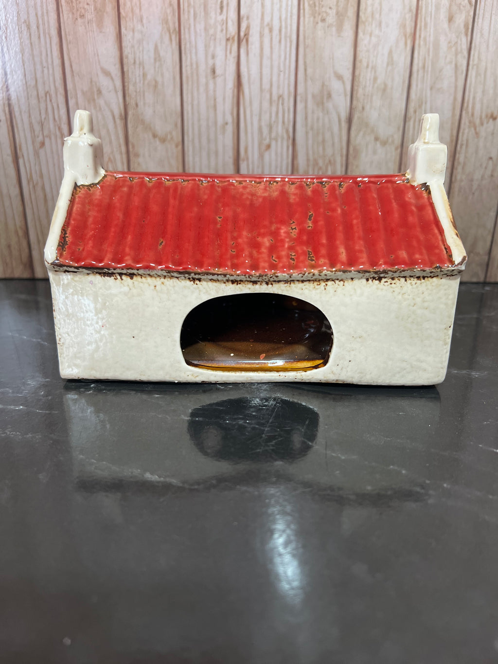 Croft House Red Tin Roof Ceramic Tea Light Holder