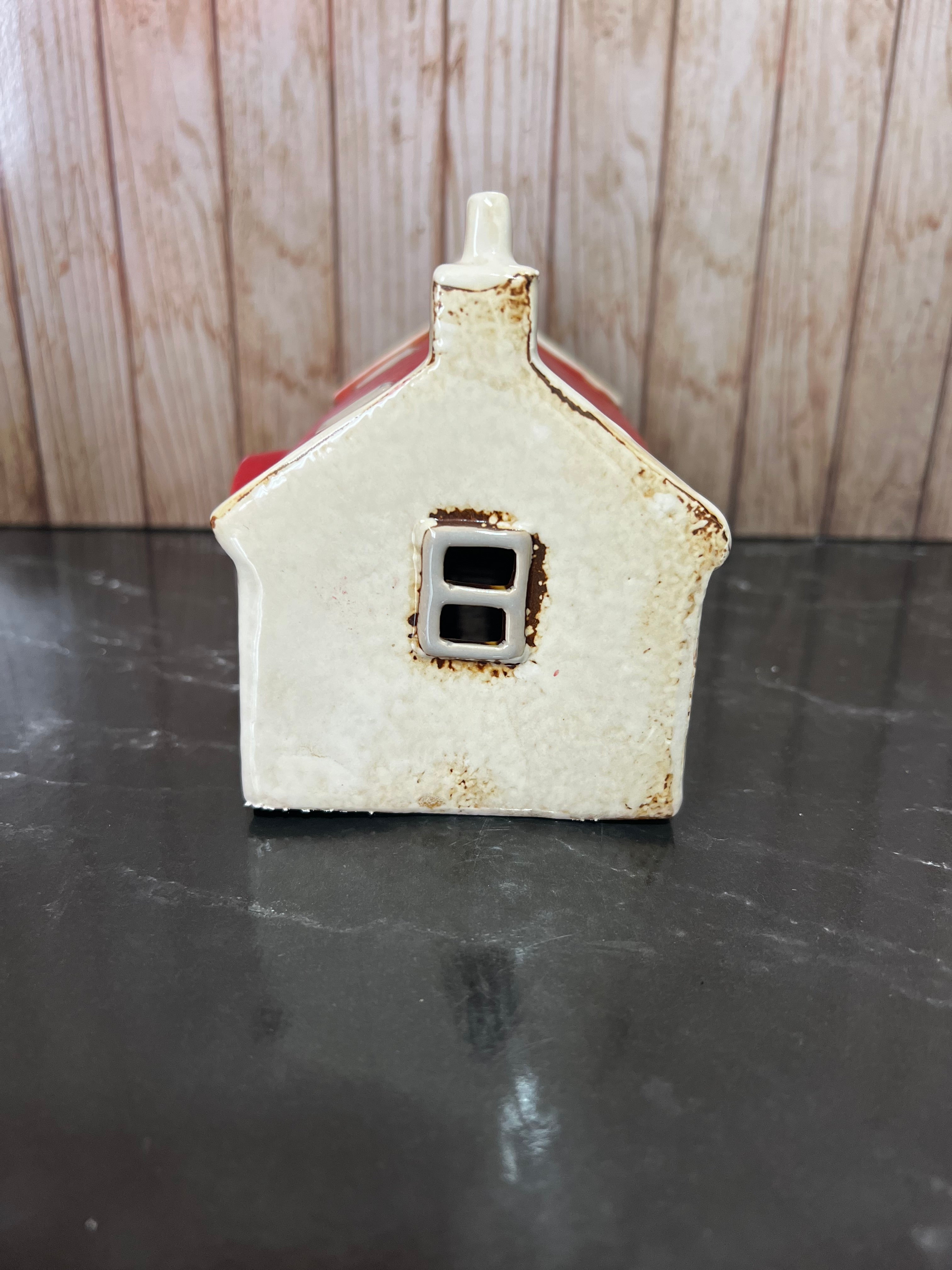 Croft House Red Tin Roof Ceramic Tea Light Holder