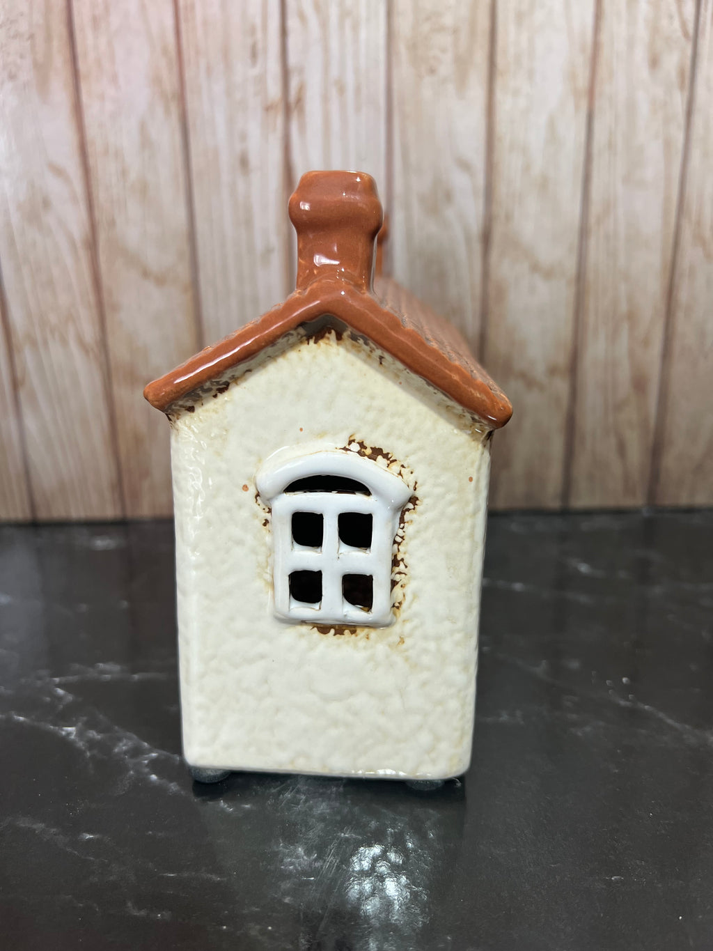 Post Office Ceramic Tea Light Holder with Post Box and Pot Plants
