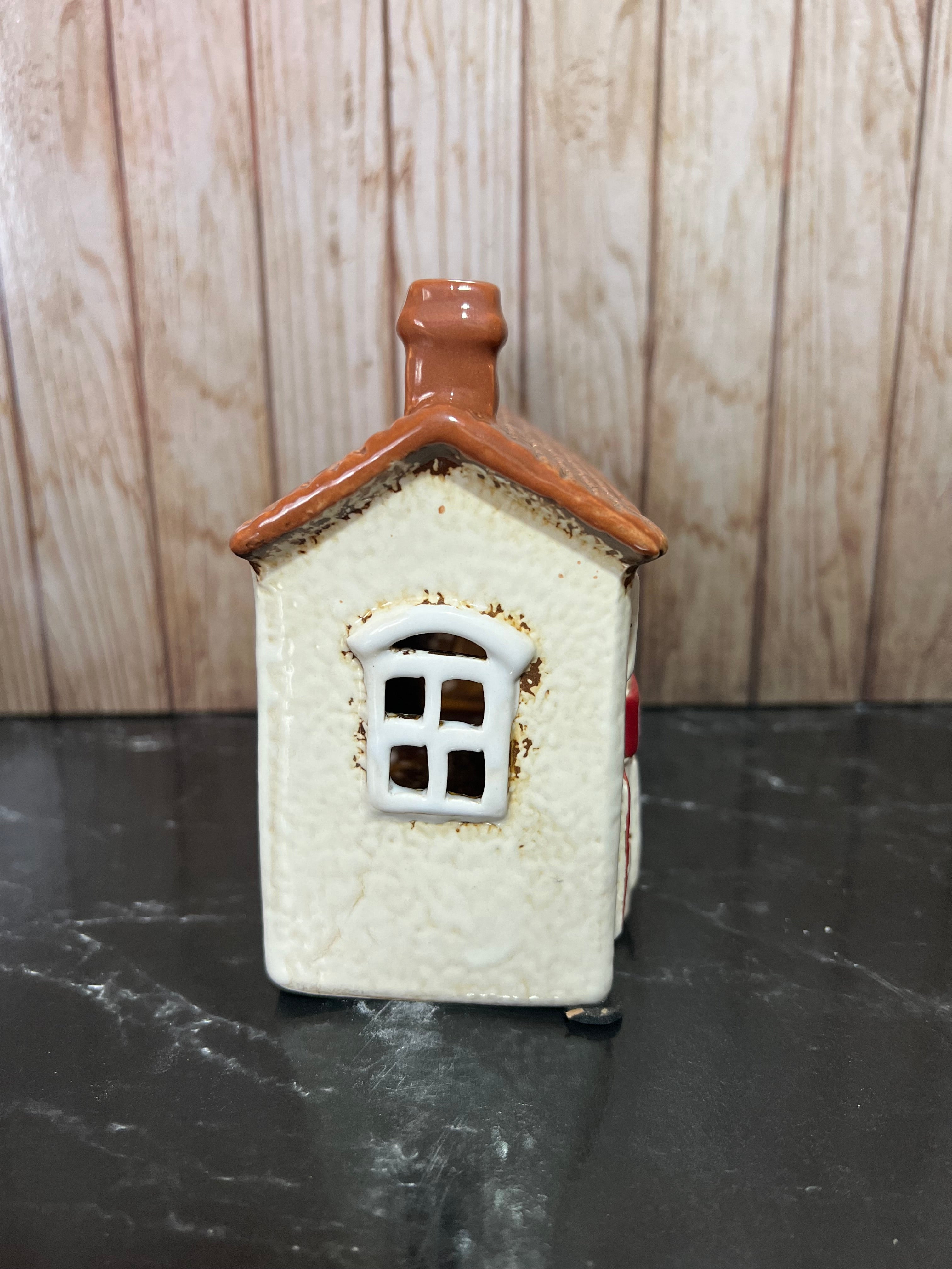 Post Office Ceramic Tea Light Holder with Post Box and Pot Plants