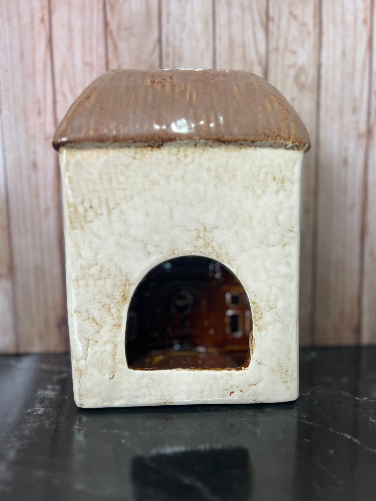 Antique Shop Themed Tea Light Holder  Awnings, Flowers Great Detail14cm W x 8cm D x 20cm H