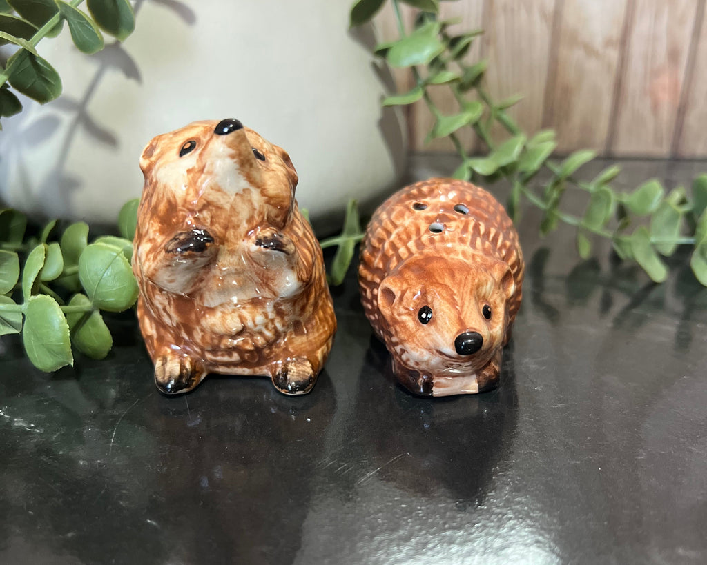 Hedgehog salt and pepper shakers
