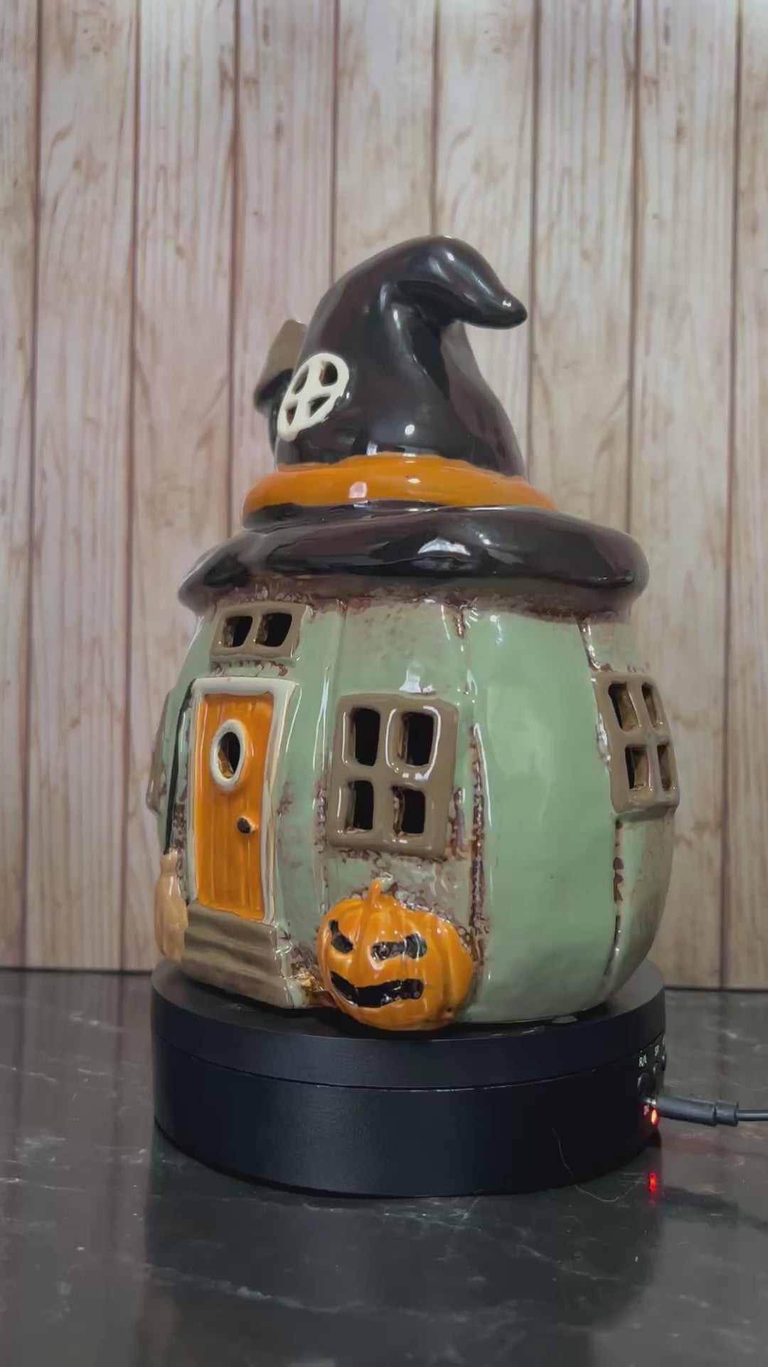 Pumpkin Witches Hat Halloween Ceramic Tea Light Holder