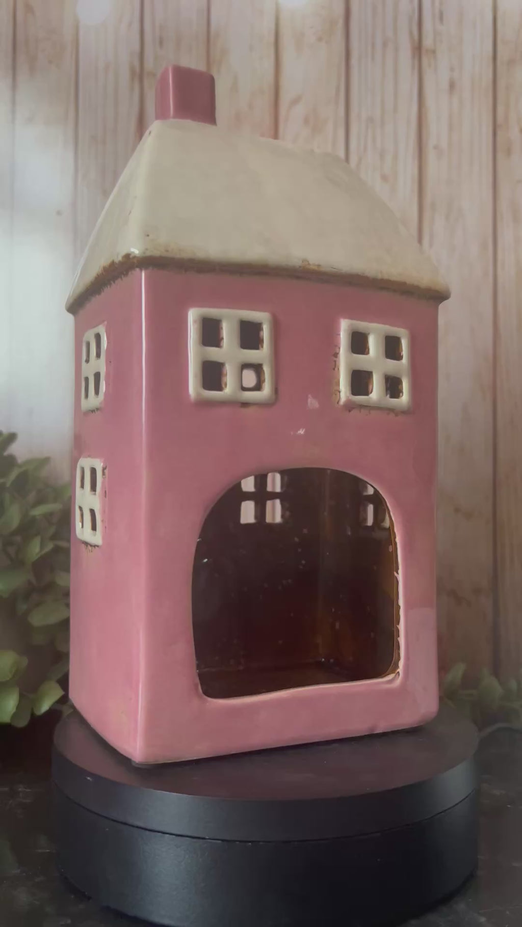 Tall Pink House Tea Light Holder