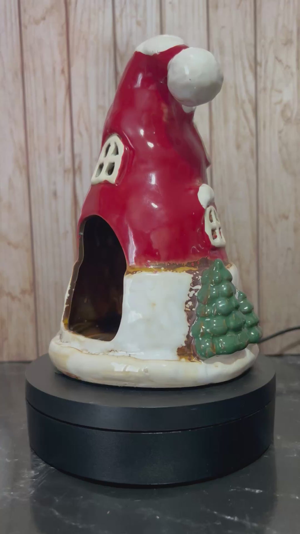 Santa's Snow Topped Hat Ceramic Tea Light Holder