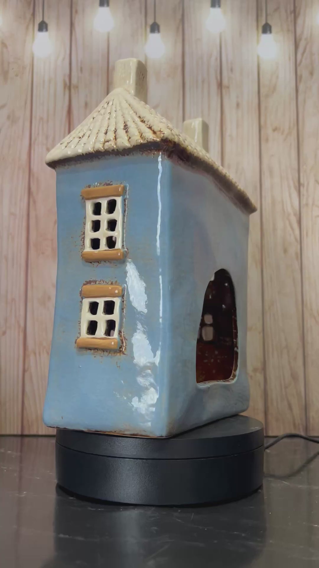 Garden Blue House Ceramic Tea Light Holder