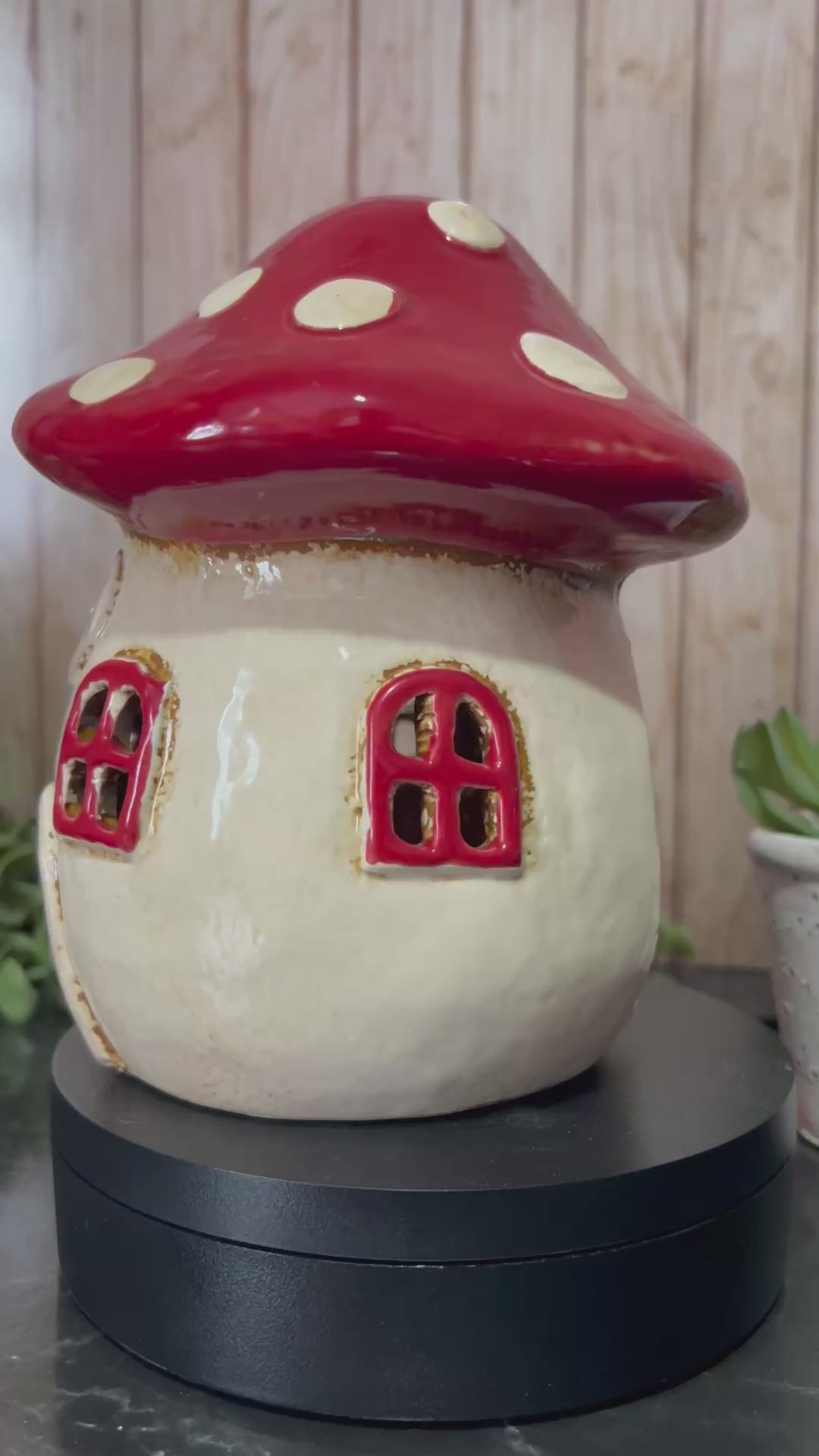 Ceramic Toadstool House Tea Light Holder