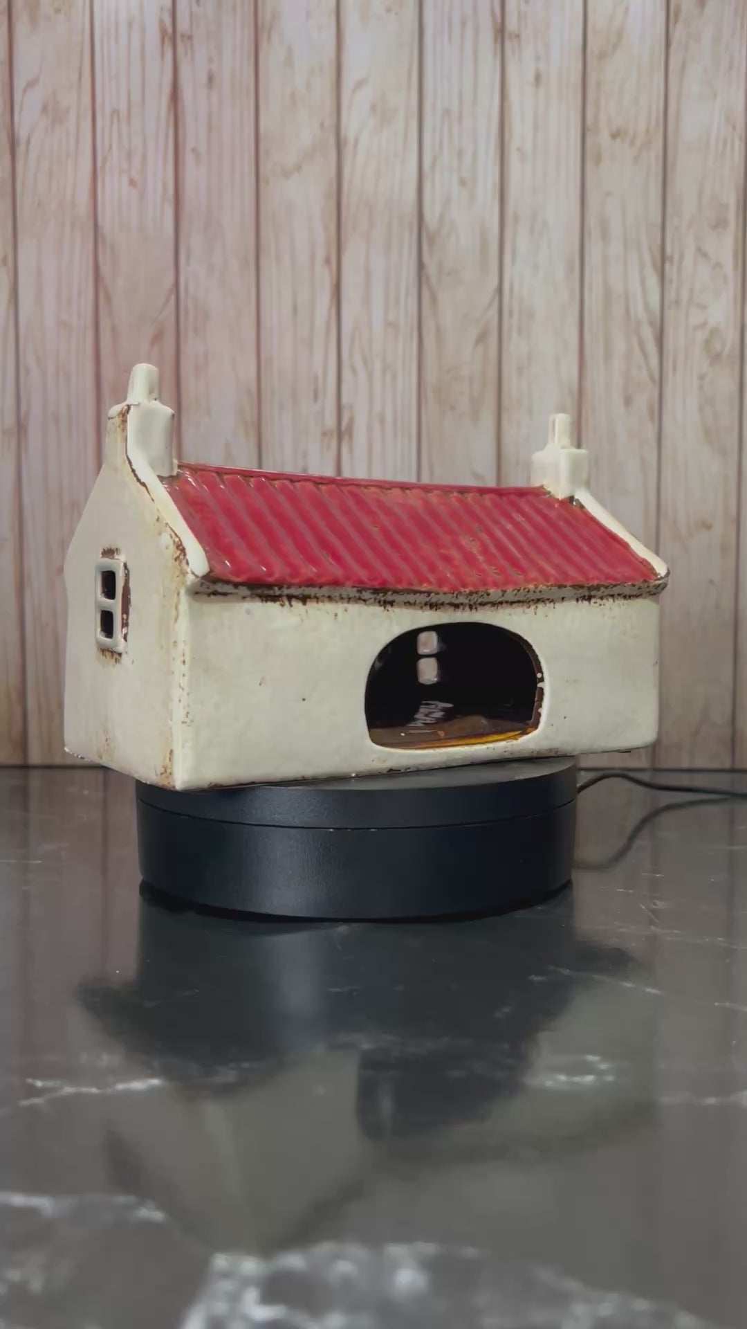Croft House Red Tin Roof Ceramic Tea Light Holder