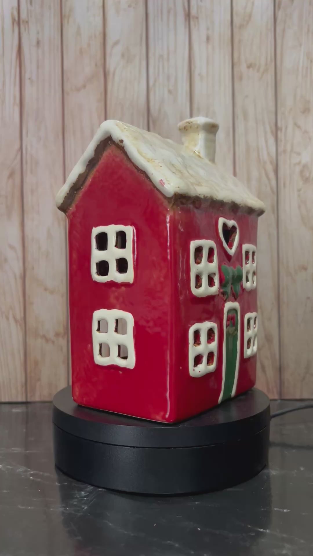 Christmas Themed Heart House Tea Light Holder 12cmW x 9cmD x 19cmH